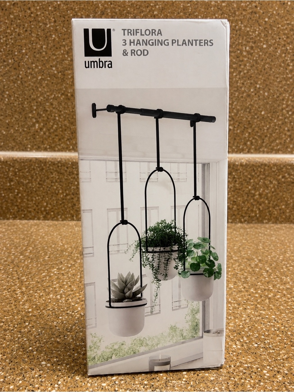 Umbra Triflora 3 Hanging Planters & Rod Indoor Herb Garden NIB